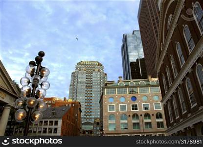 Buildings in downtown Boston on a bright sunny day