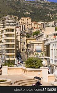 Buildings in front of a mountain, Monte Carlo, Monaco