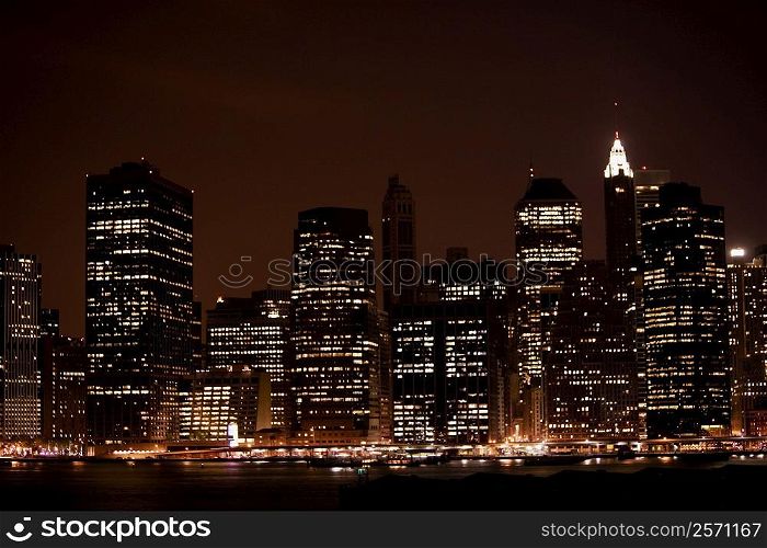 Buildings lit up at night, Chrysler Building, Manhattan, New York City, New York State, USA