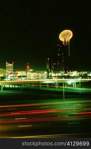 Buildings lit up at night, Dallas, Texas, USA