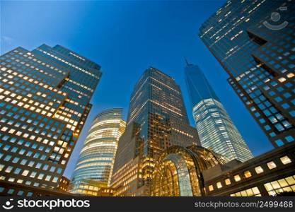 Buildings night view at lowertown Manhattan