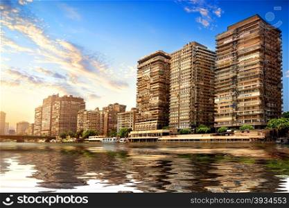 Buildings of Cairo on the bank of Nile