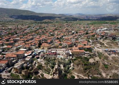 Buildings of town Uchisar in Cappadocia, Turkey