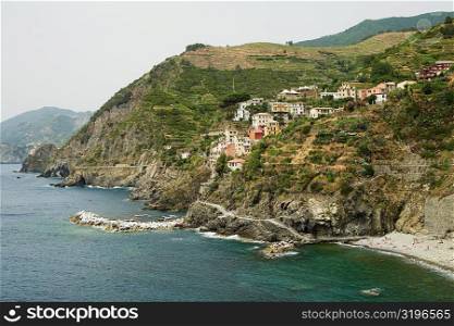 Buildings on a mountain, Italian Riviera, Cinque Terre National Park, Italy