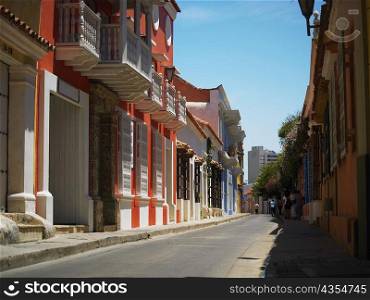 Buildings on both sides of a road, Cartagena, Colombia