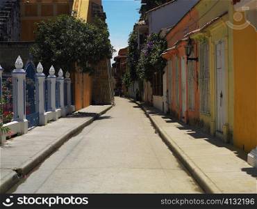 Buildings on both sides of an alley, Cartagena, Colombia