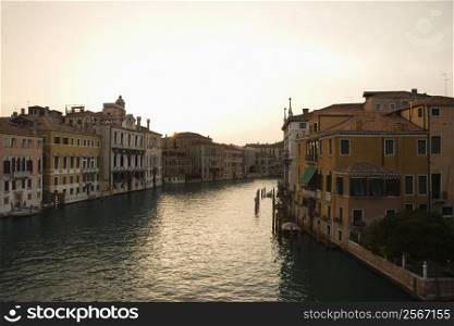 Buildings on canal in Venice, Italy.