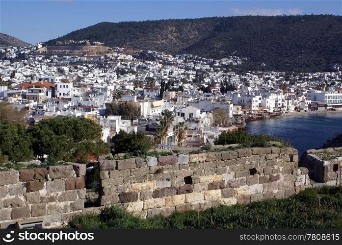 Buildings on the hill in Bodrum