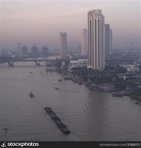 Buildings on the waterfront, Bangkok, Thailand