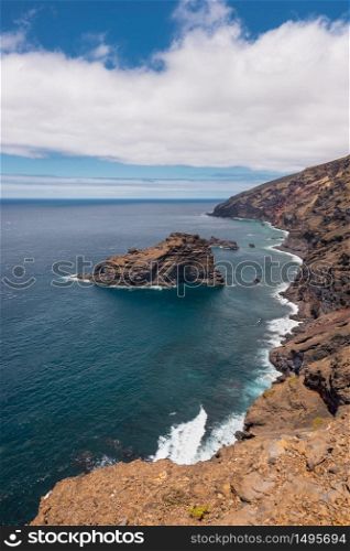 Bujaren coastline in volcanic landscape, La Palma, Canary islands, Spain.