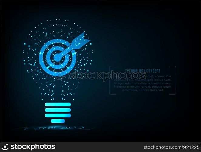 Bulb creative technology with target and arrow inside.Concept of a define the business goal.