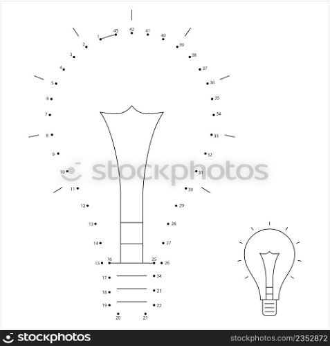 Bulb Icon Dot To Dot, Idea Icon, Lamp Icon Vector Art Illustration