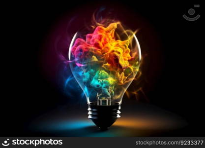 Bulb light colorful bulb. Celebrate holiday. Generate Ai. Bulb light colorful bulb. Generate Ai