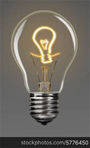 bulb with glowing idea sign inside of it, financial creativity concept