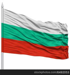 Bulgaria Flag on Flagpole, Flying in the Wind, Isolated on White Background