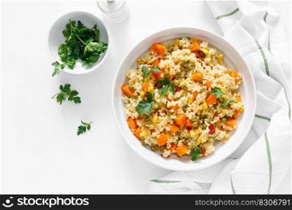 Bulgur with vegetables and fresh parsley