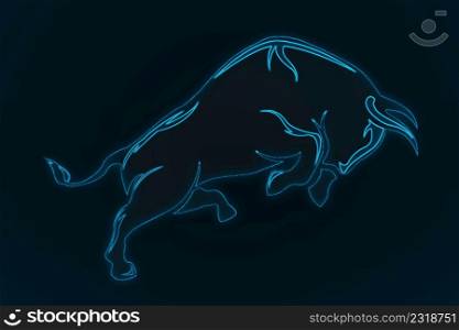Bull on a dark blue background Stock market battle symbol concept.