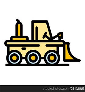 Bulldozer icon. Outline bulldozer vector icon color flat isolated. Bulldozer icon color outline vector