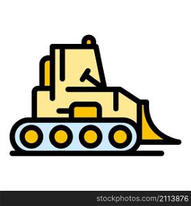 Bulldozer machine icon. Outline bulldozer machine vector icon color flat isolated. Bulldozer machine icon color outline vector