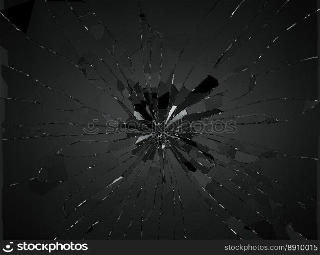 Bullet hole pieces of shattered or smashed glass. 3d rendering 3d illustration
