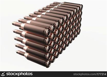Bullets 3D render Isolated on a white background. Bullets 3D render
