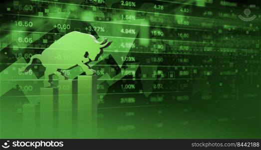 Bullish stock market background 3D render