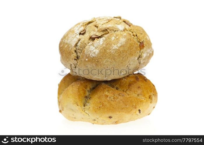 bun with beans isolated on white