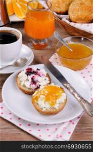 bun with ricotta orange jam for breakfast