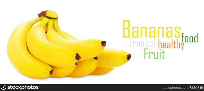 Bunch of bananas isolated on white background + Clipping Path