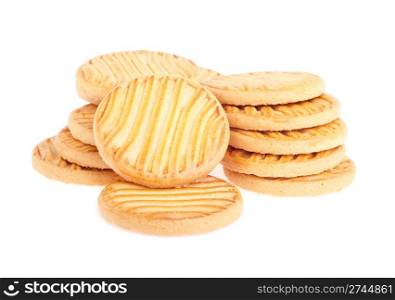 bunch of butter cookies isolated on white background