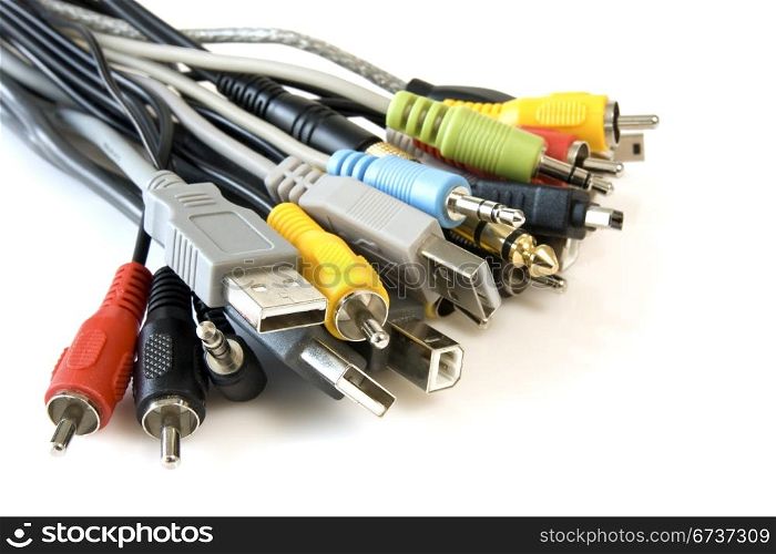 bunch of cables over a white background