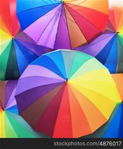 Bunch of colorful and vivid umbrellas