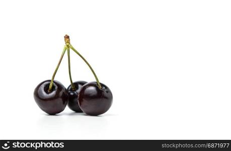 bunch of fresh cherry isolated on white