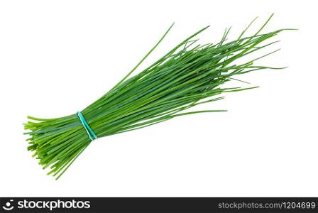 bunch of fresh Chives herbs isolated on white background. bunch of fresh Chives herbs isolated on white
