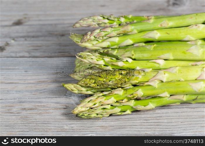 Bunch of fresh green asparagus on a table