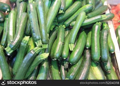 Bunch of fresh green zucchini on a local French market