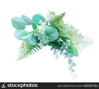 Bunch of fresh leaves isolated on white background. Bunch of fresh leaves