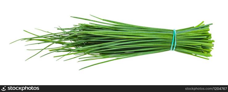 bunch of fresh leaves of Chives isolated on white background. bunch of fresh leaves of Chives isolated on white