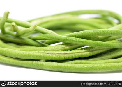 Bunch of fresh long bean isolated on white background