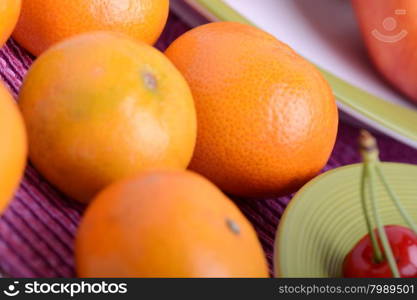 Bunch of fresh mandarin oranges, health food concept