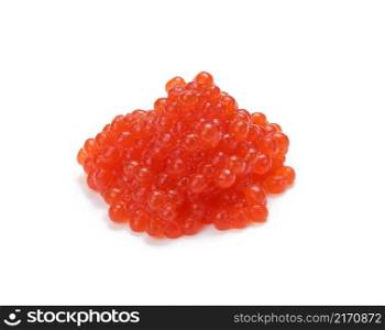 bunch of fresh red caviar isolated on white background. Delicious and healthy snack
