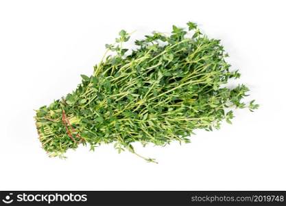 Bunch of fresh thyme on isolated white background