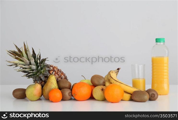 Bunch of fruits set on table
