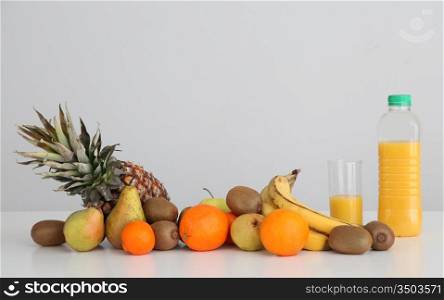 Bunch of fruits set on table