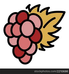 Bunch of grapes icon. Outline bunch of grapes vector icon color flat isolated. Bunch of grapes icon color outline vector
