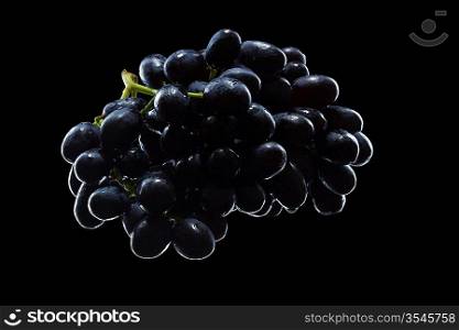 bunch of grapes isolated on black background