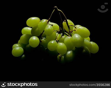 bunch of grapes isolated on black background