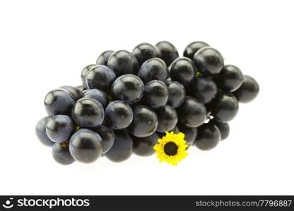 bunch of grapes with a flower isolated on white