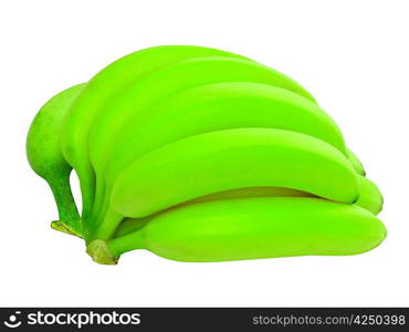 Bunch of green bananas isolated on white background