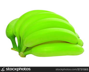 Bunch of green bananas isolated on white background
